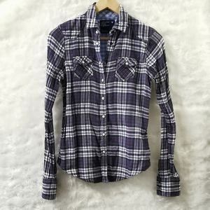 AEO Plaid Fitted Long Sleeve